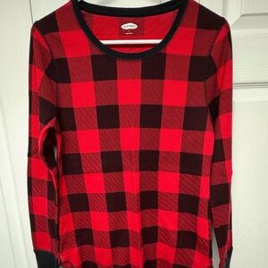 Old Navy Red and Black Checkered Thermal knit Shirt, Women’s size Large